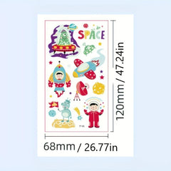 Cartoon Space Glow in the Dark Temporary Tattoo Stickers