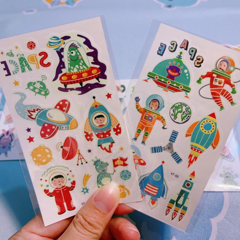 Cartoon Space Glow in the Dark Temporary Tattoo Stickers