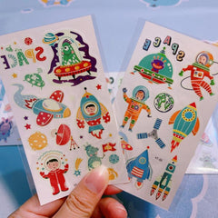 Cartoon Space Glow in the Dark Temporary Tattoo Stickers