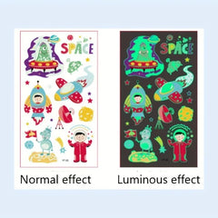 Cartoon Space Glow in the Dark Temporary Tattoo Stickers