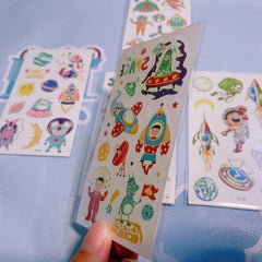 Cartoon Space Glow in the Dark Temporary Tattoo Stickers