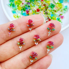 Mini 7-11mm Roses Resin Accessory Scrapbooking DIY Jewelry Craft 10pcs