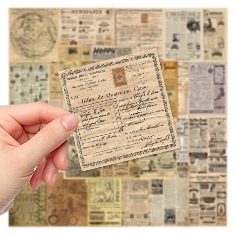 35pcs Vintage Parchment Paper Waterproof Sticker DIY Creative Toy