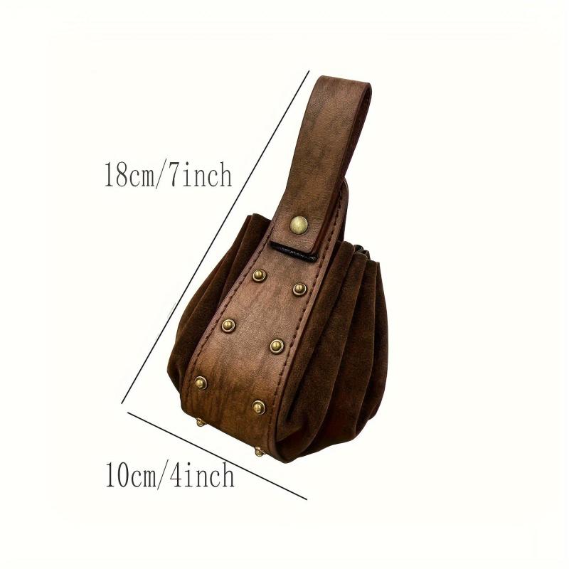 Medieval Retro Rivets Bag Vintage Renaissance PU Leather Pouch