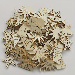 20pcs Wooden Sea Animal Cutouts for DIY Painting & Decoration