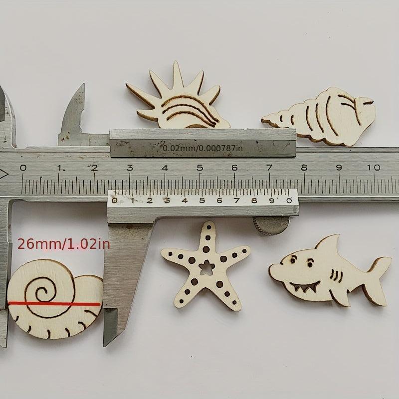 20pcs Wooden Sea Animal Cutouts for DIY Painting & Decoration