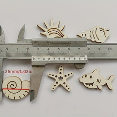 20pcs Wooden Sea Animal Cutouts for DIY Painting & Decoration