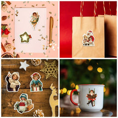 50pcs Vintage Merry Christmas Santa Claus And Children Stickers Pack