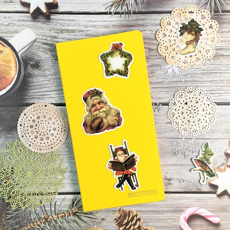 50pcs Vintage Merry Christmas Santa Claus And Children Stickers Pack