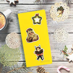 50pcs Vintage Merry Christmas Santa Claus And Children Stickers Pack