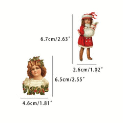 50pcs Vintage Merry Christmas Santa Claus And Children Stickers Pack