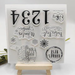 Christmas House Background Clear Stamps Xmas Blessing Words Silicone Stamps