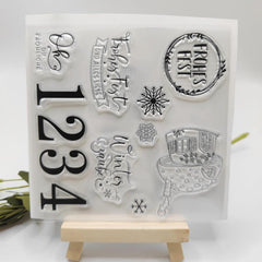 Christmas House Background Clear Stamps Xmas Blessing Words Silicone Stamps