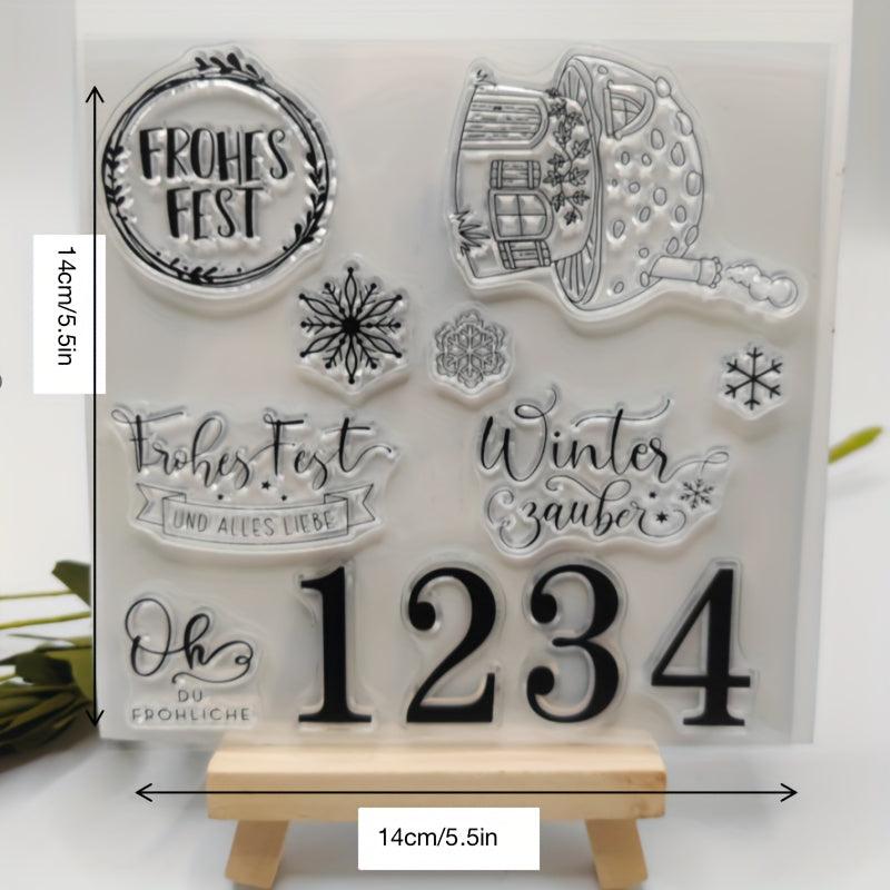 Christmas House Background Clear Stamps Xmas Blessing Words Silicone Stamps