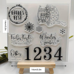 Christmas House Background Clear Stamps Xmas Blessing Words Silicone Stamps