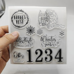 Christmas House Background Clear Stamps Xmas Blessing Words Silicone Stamps