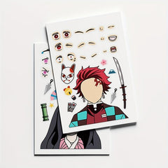 8pcs Anime Ghost Slayer Blade Face Changing Stickers Self-adhesive DIY Sticker