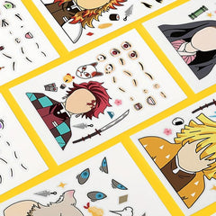 8pcs Anime Ghost Slayer Blade Face Changing Stickers Self-adhesive DIY Sticker
