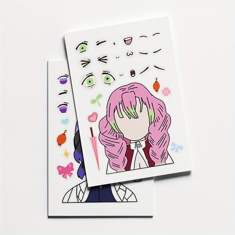 8pcs Anime Ghost Slayer Blade Face Changing Stickers Self-adhesive DIY Sticker