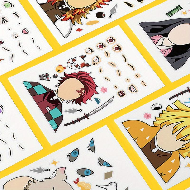 8pcs Anime Ghost Slayer Blade Face Changing Stickers Self-adhesive DIY Sticker
