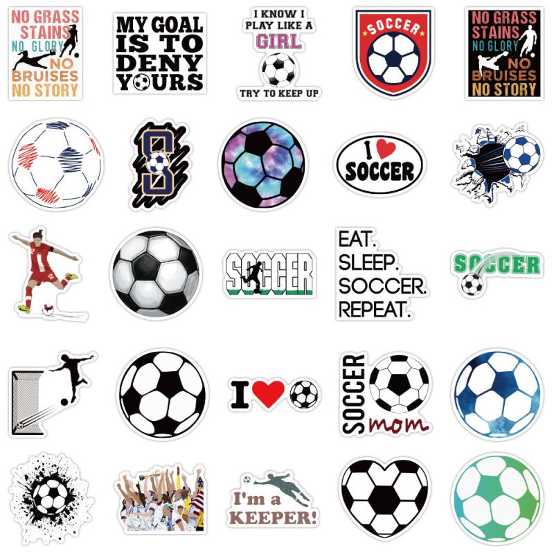 50 Soccer Stickers Vinyl Pack Soccer Party Favors Decorations