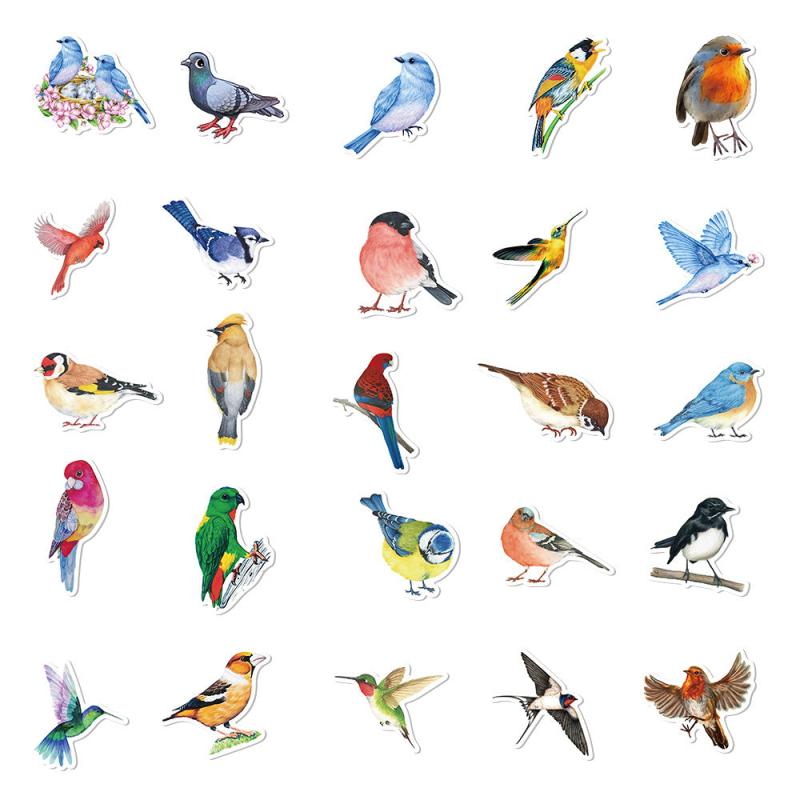 50pcs Bird Stickers Self-adhesive Waterproof for Mobile Phone Notebook Journal