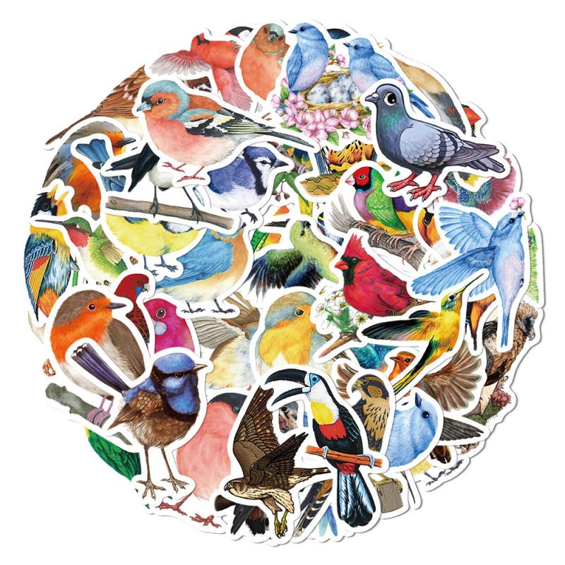50pcs Bird Stickers Self-adhesive Waterproof for Mobile Phone Notebook Journal