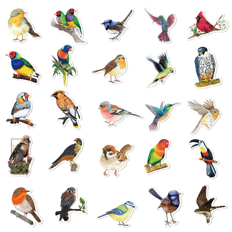 50pcs Bird Stickers Self-adhesive Waterproof for Mobile Phone Notebook Journal