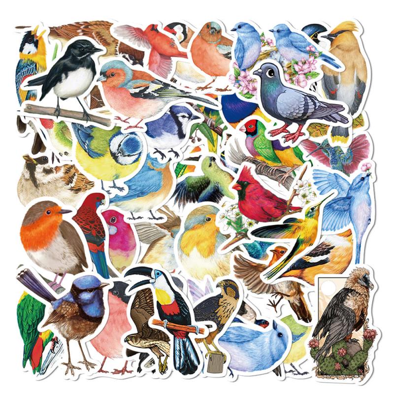 50pcs Bird Stickers Self-adhesive Waterproof for Mobile Phone Notebook Journal