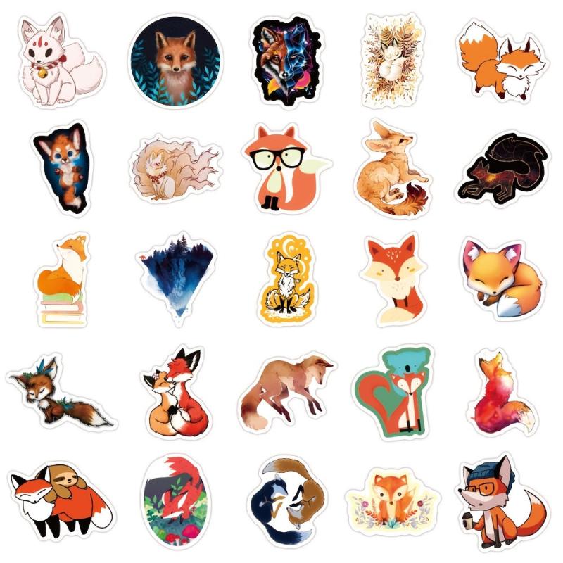 50pcs Cartoon Fox Doodle Waterproof Sticker DIY Creative Toys For Student