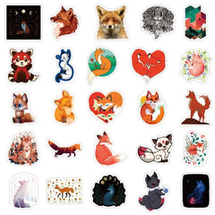 50pcs Cartoon Fox Doodle Waterproof Sticker DIY Creative Toys For Student