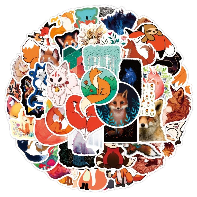 50pcs Cartoon Fox Doodle Waterproof Sticker DIY Creative Toys For Student