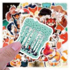 50pcs Cartoon Fox Doodle Waterproof Sticker DIY Creative Toys For Student