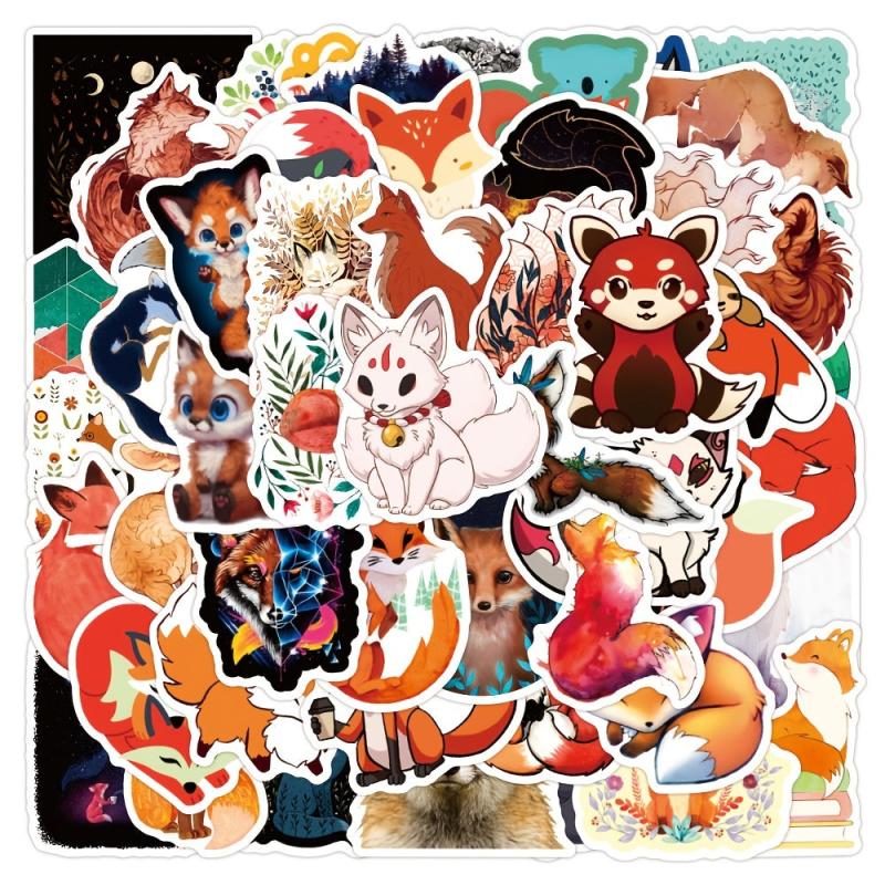 50pcs Cartoon Fox Doodle Waterproof Sticker DIY Creative Toys For Student