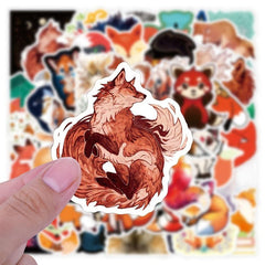 50pcs Cartoon Fox Doodle Waterproof Sticker DIY Creative Toys For Student