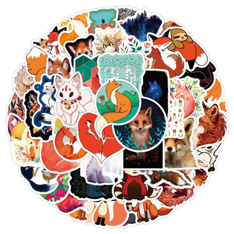 50pcs Cartoon Fox Doodle Waterproof Sticker DIY Creative Toys For Student