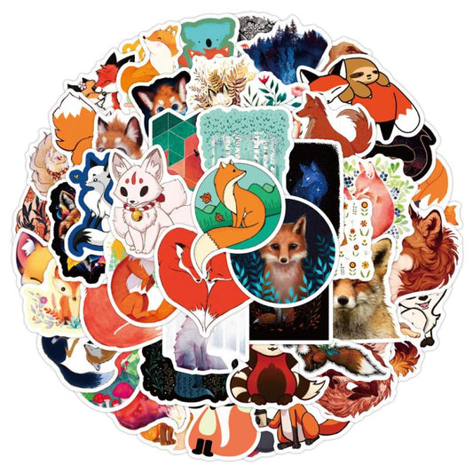 50pcs Cartoon Fox Doodle Waterproof Sticker DIY Creative Toys For Student