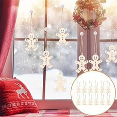 10pcs Gingerbread Christmas Wooden Ornaments DIY Decoration
