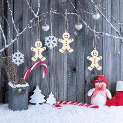 10pcs Gingerbread Christmas Wooden Ornaments DIY Decoration