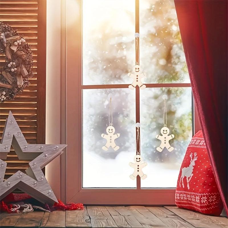 10pcs Gingerbread Christmas Wooden Ornaments DIY Decoration