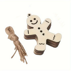 10pcs Gingerbread Christmas Wooden Ornaments DIY Decoration