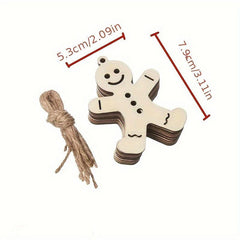 10pcs Gingerbread Christmas Wooden Ornaments DIY Decoration