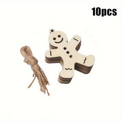 10pcs Gingerbread Christmas Wooden Ornaments DIY Decoration