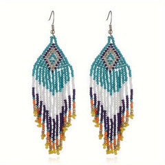 Colorful Rice Beads Earrings Ethnic Style Jewelry Bohemian Tassel Earrings