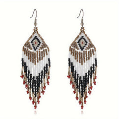 Colorful Rice Beads Earrings Ethnic Style Jewelry Bohemian Tassel Earrings