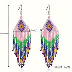 Colorful Rice Beads Earrings Ethnic Style Jewelry Bohemian Tassel Earrings