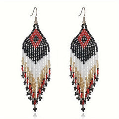 Colorful Rice Beads Earrings Ethnic Style Jewelry Bohemian Tassel Earrings
