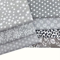 7pcs 49 78 49 Gray Printed Quarter Cotton Fabric DIY Patch Clothing Crafts