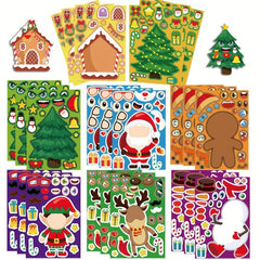8pcs Christmas Make A Face Sticker DIY Handicraft Waterproof Stickers
