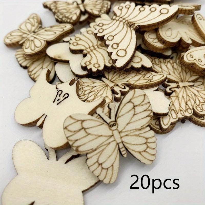 20pcs Wooden Butterfly Mix Shapes for Painting Decorating & More